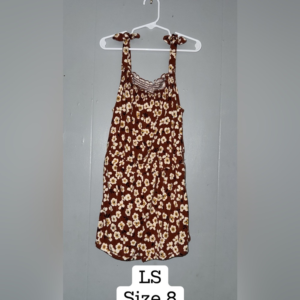 Floral Brown Sleeveless Romper